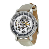 Fossil Boyfriend Automatic Skeleton Silver Dial White Leather Strap Watch for Women - ME3069