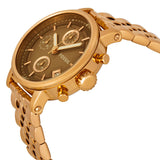 Fossil Boyfriend Chronograph Brown Dial Rose Gold Steel Strap Watch for Women - ES3494