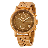 Fossil Boyfriend Chronograph Brown Dial Rose Gold Steel Strap Watch for Women - ES3494