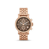 Fossil Boyfriend Chronograph Brown Dial Rose Gold Steel Strap Watch for Women - ES3494