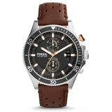 Fossil Wakefield Black Dial Brown Leather Strap Watch for Men - CH2944