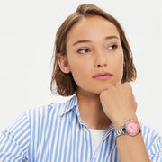 Fossil Blue Dive Analog Pink Dial Silver Steel Strap Watch For Women - ES5351