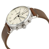 Fossil The Commuter White Dial Brown Leather Strap Watch for Men - FS5402