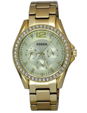 Fossil Riley Gold Dial Gold Steel Strap Watch for Women - ES3203