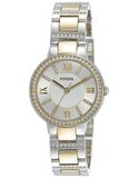 Fossil Virginia Silver Dial Two Tone Steel Strap Watch for Women - ES3503