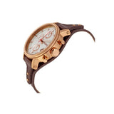 Fossil Boyfriend White Dial Brown Leather Strap Watch for Women - ES3616