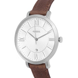 Fossil Jacqueline White Dial Brown Leather Strap Watch for Women - ES3708