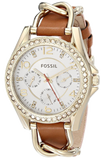 Fossil Riley Multifunction White Dial Orange Leather Strap Watch for Women - ES3723