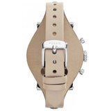 Fossil Boyfriend White Dial Beige Leather Strap Watch for Women - ES3811