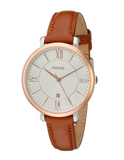 Fossil Jacqueline White Dial Brown Leather Strap Watch for Women - ES3842