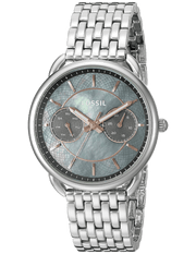 Fossil Tailor Mother of Pearl Black Dial Silver Steel Strap Watch for Women - ES3911