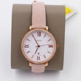 Fossil Jacqueline White Dial Pink Leather Strap Watch for Women - ES4303