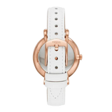 Fossil Jacqueline Quartz Mother of Pearl White Dial White Leather Strap Watch for Women - ES4579