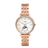 Fossil Jacqueline Analog Moonphase Mother of Pearl White Dial Rose Gold Steel Strap Watch for Women - ES5165