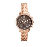 Fossil Neutra Chronograph Mother of Pearl Brown Dial Rose Gold Steel Strap Watch for Women - ES5218