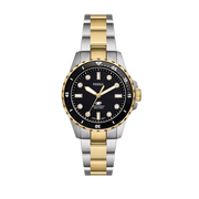 Fossil Blue Dive Three Hand Black Dial Two Tone Steel Strap Watch For Women - ES5349
