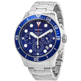 Fossil FB-03 Chronograph Blue Dial Silver Steel Strap Watch for Men - FS5724