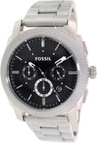 Fossil Machine Chronograph Black Dial Silver Steel Strap Watch for Men - FS4776