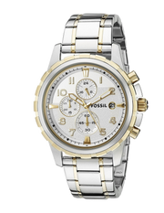 Fossil Dean Chronograph White Dial Silver Steel Strap Watch for Men - FS4795