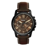 Fossil Grant Chronograph Brown Dial Brown Leather Strap Watch for Men - FS5088