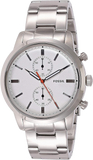 Fossil Townsman White Dial Silver Steel Strap Watch for Men - FS5346