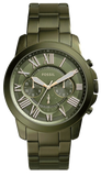 Fossil Grant Chronograph Olive Green Dial Green Steel Strap Watch for Men - FS5375