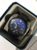 Fossil Neutra Chronograph Blue Dial Silver Mesh Bracelet Watch for Men - FS5383