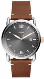 Fossil Commuter Grey Dial Brown Leather Strap Watch for Men - FS5417