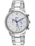 Fossil Neutra Chronograph White Dial Silver Steel Strap Watch for Men - FS5433