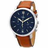 Fossil Neutra Chronograph Blue Dial Brown Leather Strap Watch for Men - FS5453