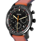 Fossil Goodwin Luggage Chronograph Black Dial Brown Leather Strap Watch for Men - FS5501