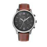 Fossil Neutra Chronograph Grey Dial Brown Leather Strap Watch for Men - FS5512