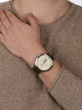 Fossil Forrester Chronograph Cream Dial Brown Leather Strap Watch for Men - FS5696