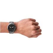 Fossil Retro Pilot Chronograph Black Dial Grey Steel Strap Watch for Men - FS5834