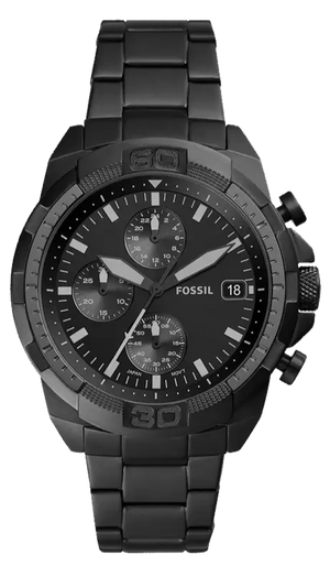 Fossil Bronson Chronograph Black Dial Black Steel Strap Watch for Men - FS5853