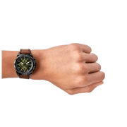 Fossil Bronson Chronograph Black Dial Brown Leather Strap Watch for Men - FS5856