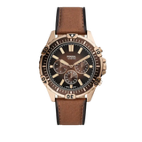 Fossil Garrett Chronograph Brown Dial Brown Leather Strap Watch for Men - FS5867