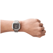 Fossil Retro Analog-Digital Black Dial Silver Steel Strap Watch for Men - FS5890