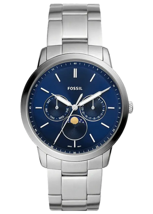 Fossil Neutra Minimalist Moonphase Blue Dial Silver Steel Strap Watch for Men - FS5907