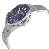 Fossil Garrett Chronograph Blue Dial Silver Steel Strap Watch for Men - FS5623