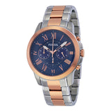 Fossil Grant Chronograph Blue Dial Two Tone Steel Strap Watch for Men - FS5024