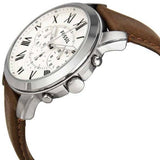 Fossil Grant Chronograph Beige Dial Brown Leather Strap Watch for Men - FS4735