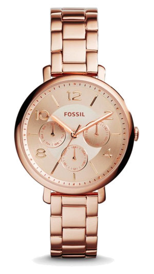 Fossil Jacqueline Rose Gold Dial Rose Gold Steel Strap Watch for Women - ES3665