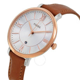 Fossil Jacqueline White Dial Brown Leather Strap Watch for Women - ES3842