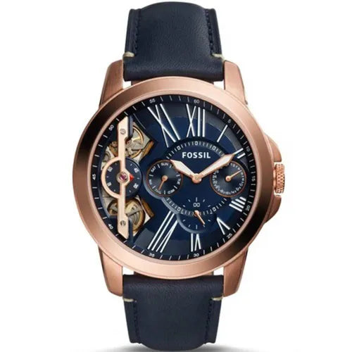 Fossil Grant Twist Multifunction Blue Dial Blue Leather Strap