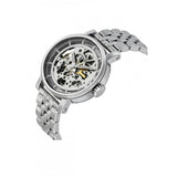 Fossil Boyfriend Automatic Skeleton Silver Dial Silver Steel Strap Watch for Women - ME3067