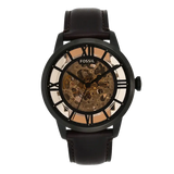 Fossil Townsman Automatic Skeleton Brown Dial Brown Leather Strap Watch for Men - ME3098