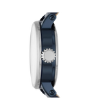 Fossil Boyfriend Skeleton Blue Dial Blue Leather Strap Watch for Women - ME3136