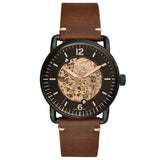 Fossil Commuter Automatic Black Dial Brown Leather Strap Watch for Men - ME3158