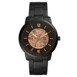 Fossil Neutra Automatic Skeleton Black Dial Black Steel Strap Watch for Men - ME3183